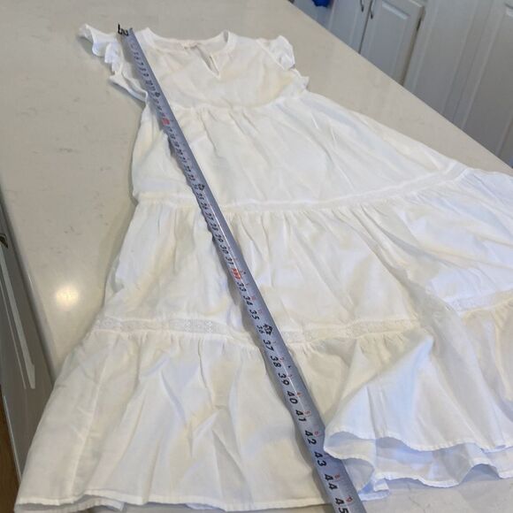 Xirena 100% Cotton White Tiered Flutter Sleeve Prairie Cottagecore Dress XS - Picture 9 of 11